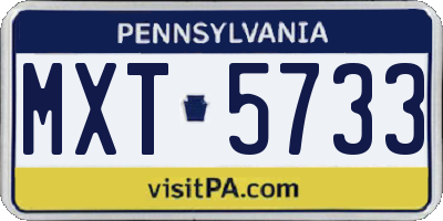 PA license plate MXT5733