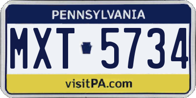 PA license plate MXT5734