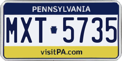 PA license plate MXT5735