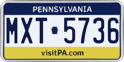 PA license plate MXT5736