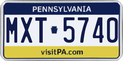 PA license plate MXT5740
