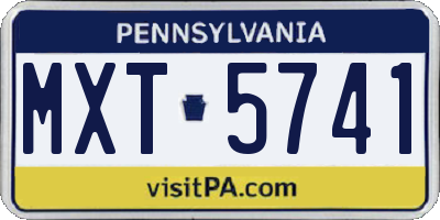 PA license plate MXT5741