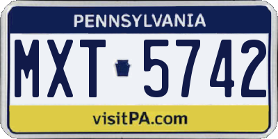 PA license plate MXT5742