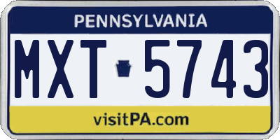 PA license plate MXT5743