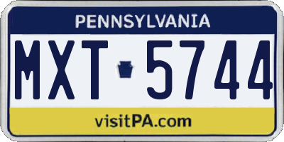 PA license plate MXT5744