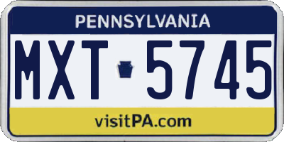 PA license plate MXT5745