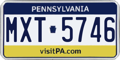 PA license plate MXT5746