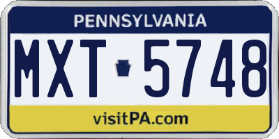 PA license plate MXT5748