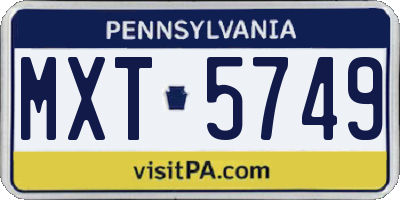 PA license plate MXT5749