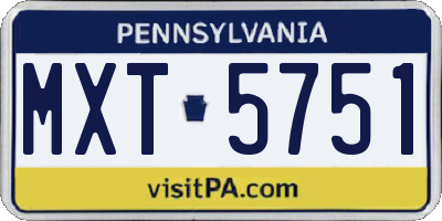 PA license plate MXT5751