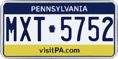 PA license plate MXT5752