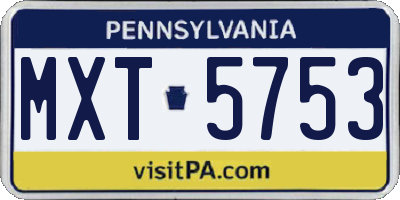 PA license plate MXT5753