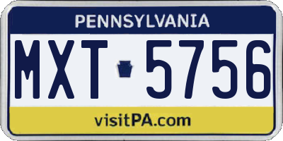 PA license plate MXT5756