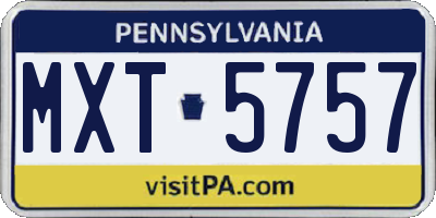 PA license plate MXT5757