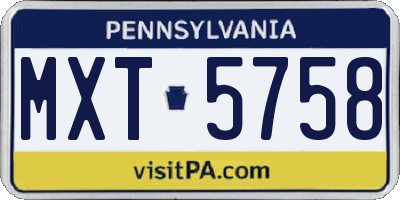 PA license plate MXT5758