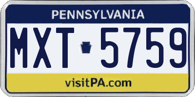 PA license plate MXT5759
