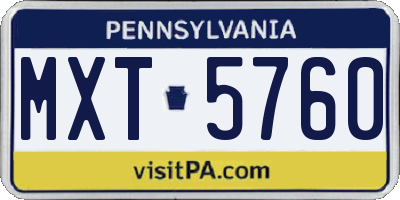 PA license plate MXT5760