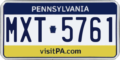PA license plate MXT5761