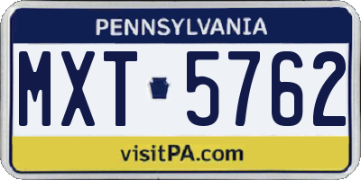 PA license plate MXT5762