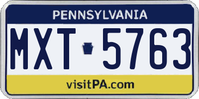 PA license plate MXT5763