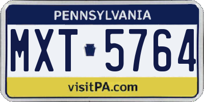 PA license plate MXT5764