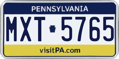 PA license plate MXT5765