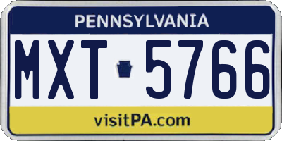 PA license plate MXT5766
