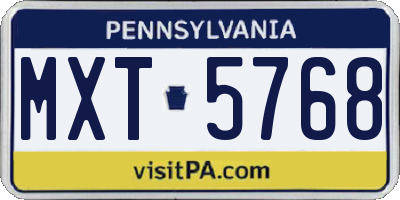PA license plate MXT5768