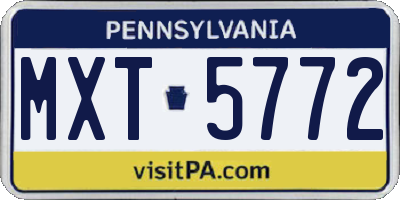 PA license plate MXT5772