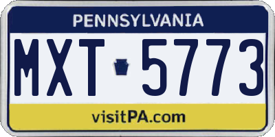 PA license plate MXT5773