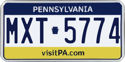 PA license plate MXT5774