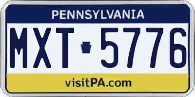 PA license plate MXT5776