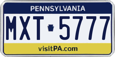 PA license plate MXT5777