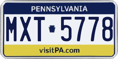 PA license plate MXT5778