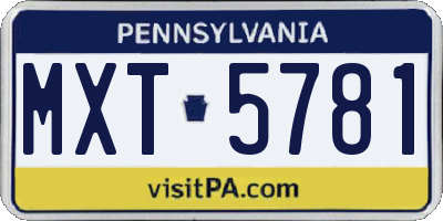 PA license plate MXT5781