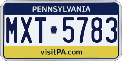 PA license plate MXT5783