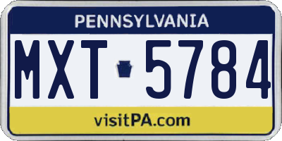 PA license plate MXT5784