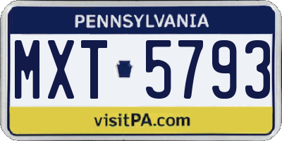 PA license plate MXT5793