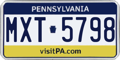 PA license plate MXT5798