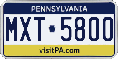 PA license plate MXT5800