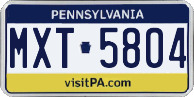 PA license plate MXT5804