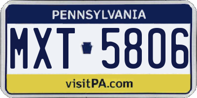 PA license plate MXT5806
