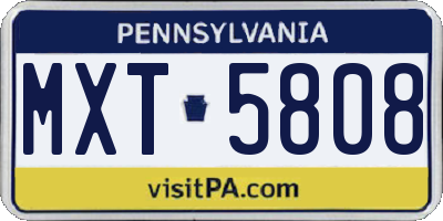 PA license plate MXT5808