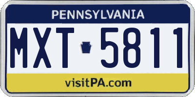 PA license plate MXT5811