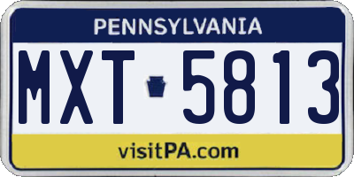 PA license plate MXT5813