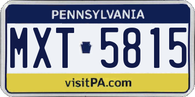 PA license plate MXT5815