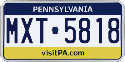 PA license plate MXT5818
