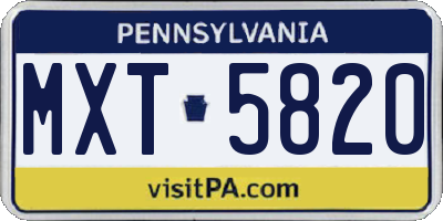 PA license plate MXT5820