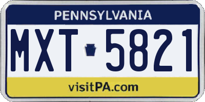 PA license plate MXT5821