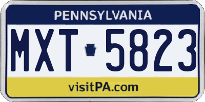 PA license plate MXT5823